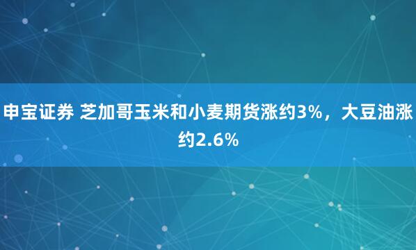 申宝证券 芝加哥玉米和小麦期货涨约3%，大豆油涨约2.6%