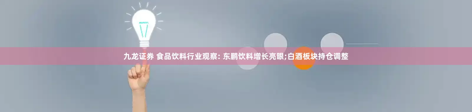 九龙证券 食品饮料行业观察: 东鹏饮料增长亮眼;白酒板块持仓调整